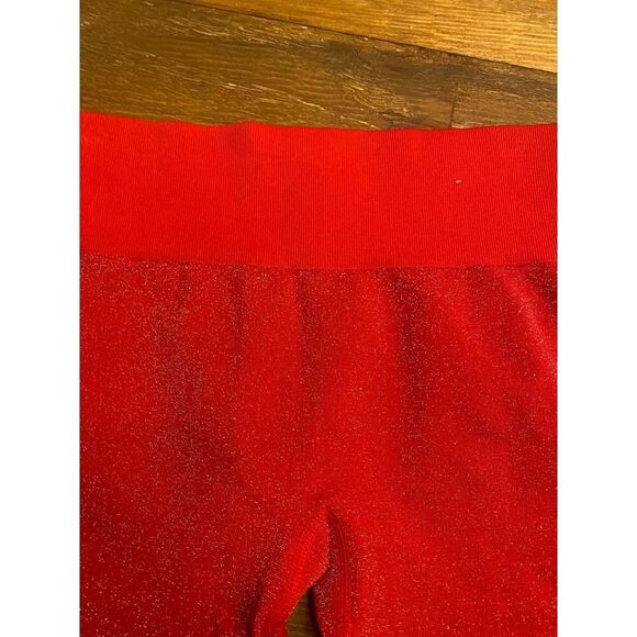 FOREVER 21 Small High-Waisted Red Glitter Athletic Bike Shorts Sparkly Glam - Picture 2 of 5